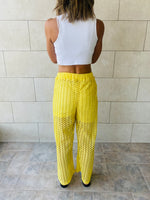 Yellow Luxe Mesh Pants