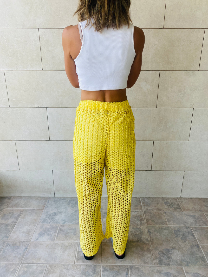 Yellow Luxe Mesh Pants