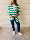 Green Striped Chunky Cardigan