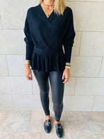 Black Sophisticated Vee Knit