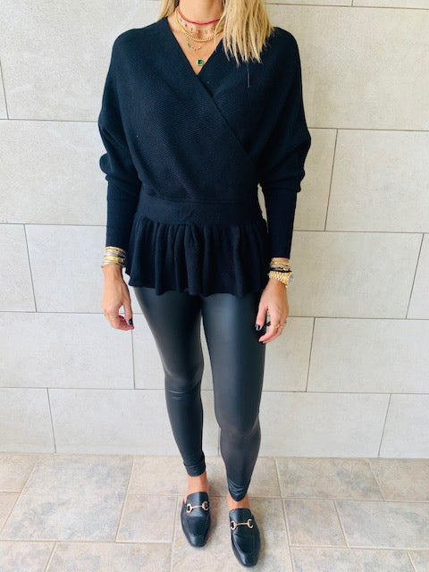 Black Sophisticated Vee Knit