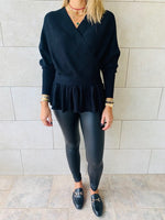 Black Sophisticated Vee Knit