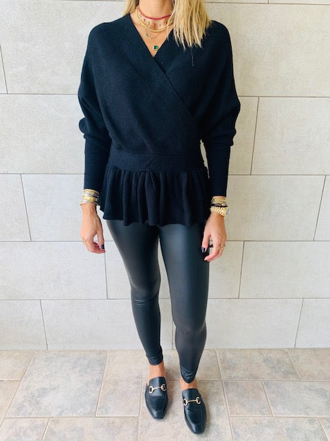 Black Sophisticated Vee Knit