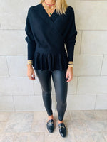 Black Sophisticated Vee Knit