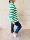 Green Striped Chunky Cardigan