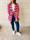 Fuchsia Striped Chunky Cardigan