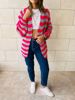 Fuchsia Striped Chunky Cardigan