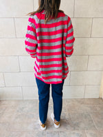 Fuchsia Striped Chunky Cardigan