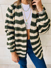 Olive Striped Chunky Cardigan