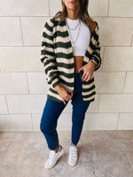 Olive Striped Chunky Cardigan