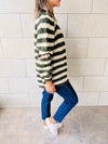 Olive Striped Chunky Cardigan