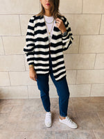 Black Striped Chunky Cardigan