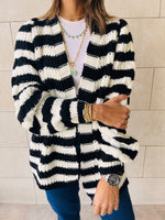 Black Striped Chunky Cardigan