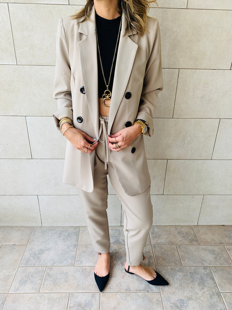 Beige Pants Suit Set