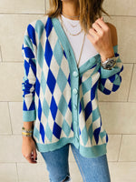 Mint & Blue Pattern Cardigan