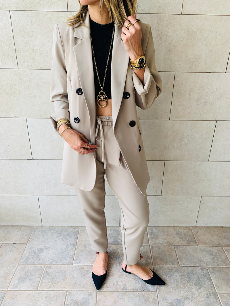 Beige Pants Suit Set