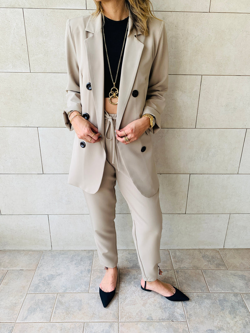Beige Pants Suit Set