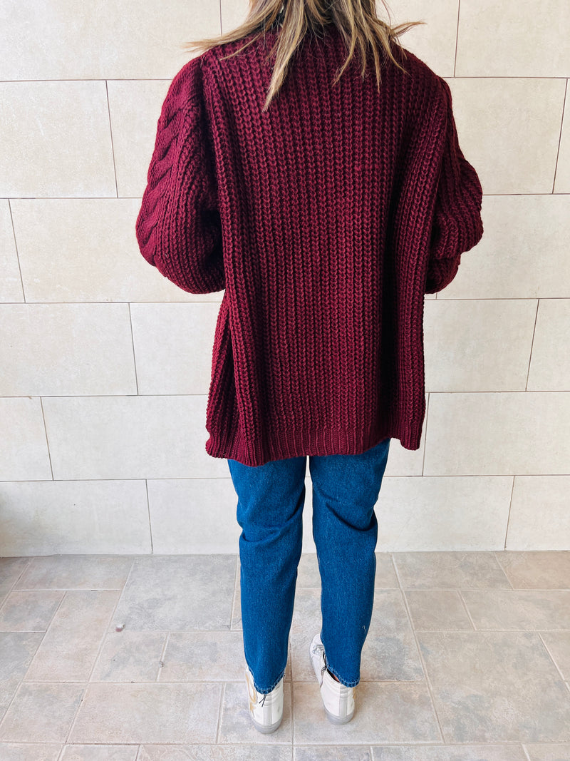 Burgundy chunky on sale cardigan