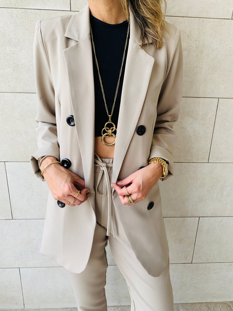Beige Pants Suit Set