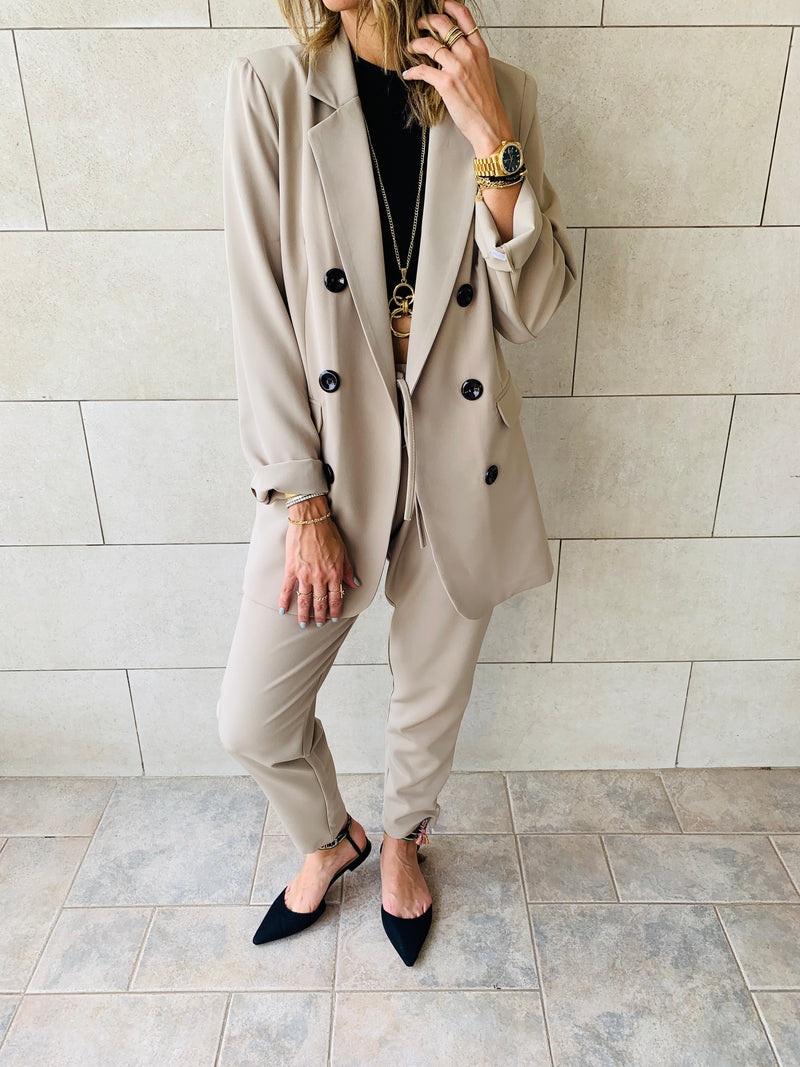 Beige Pants Suit Set