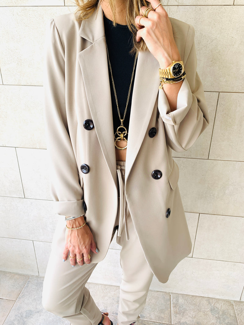 Beige Pants Suit Set