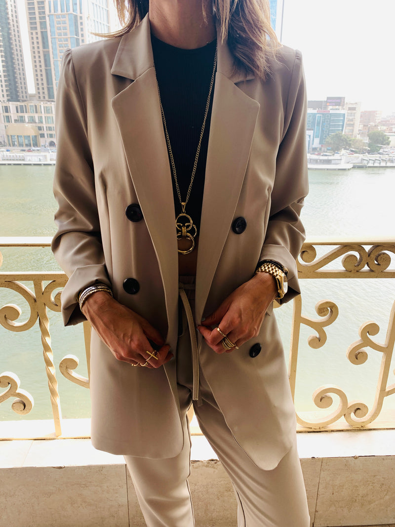 Beige Pants Suit Set