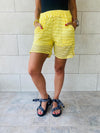 Yellow Luxe Mesh Shorts