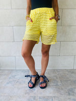 Yellow Luxe Mesh Shorts