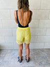 Yellow Luxe Mesh Shorts