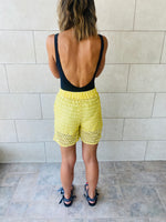 Yellow Luxe Mesh Shorts