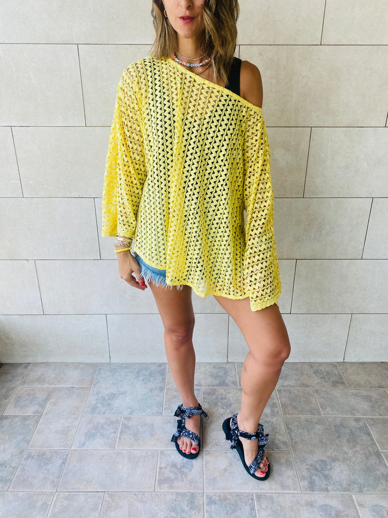 Yellow Luxe Mesh Coverup
