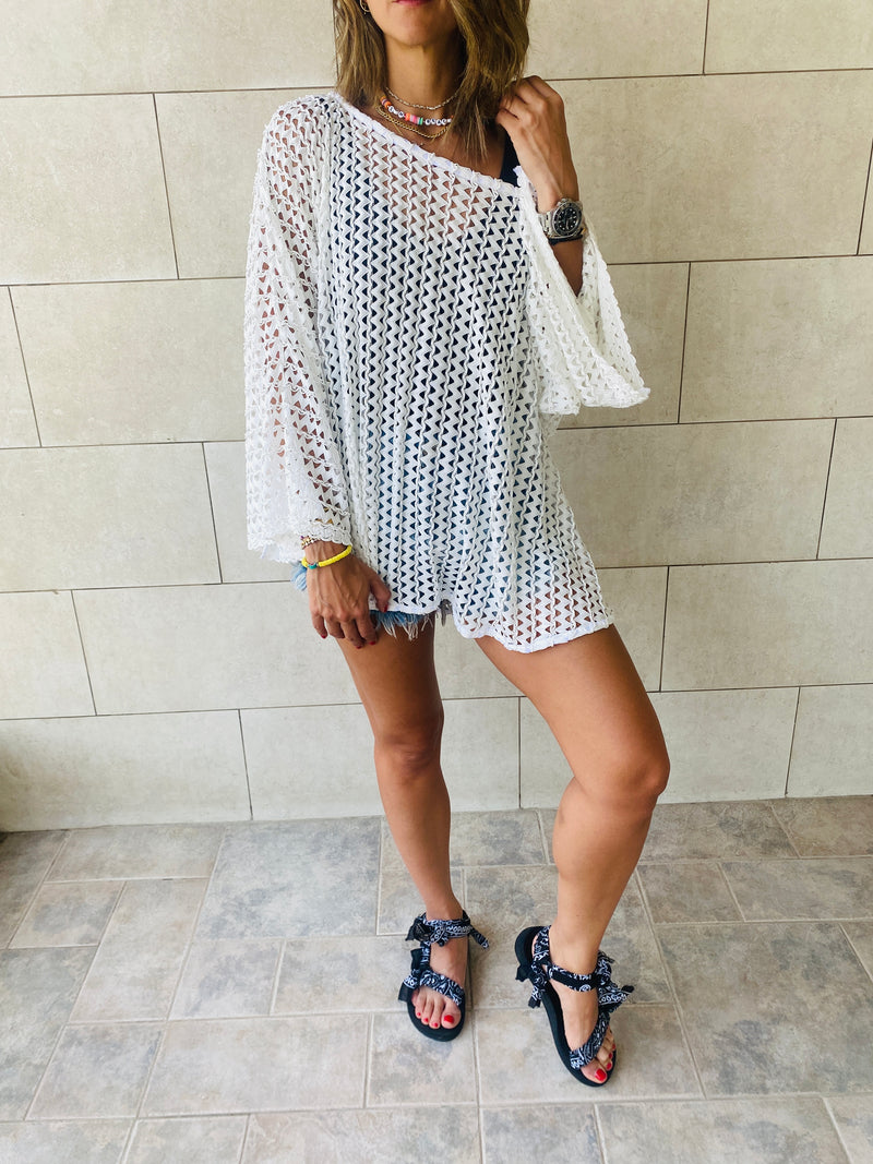 White Luxe Mesh Coverup