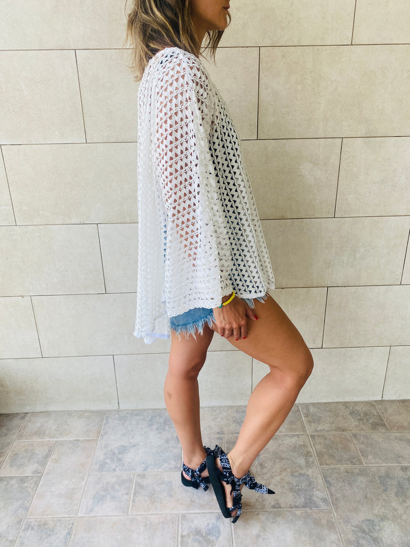 White Luxe Mesh Coverup