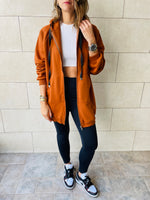 Rust Longline Zip Up Hoodie
