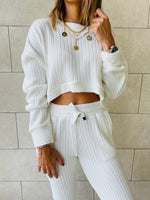 2 Piece White Knit Set