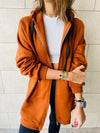 Rust Longline Zip Up Hoodie