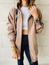 Taupe Longline Zip Up Hoodie