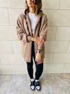 Taupe Longline Zip Up Hoodie