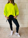 Lime Cropped Drawstring Sweatshirt