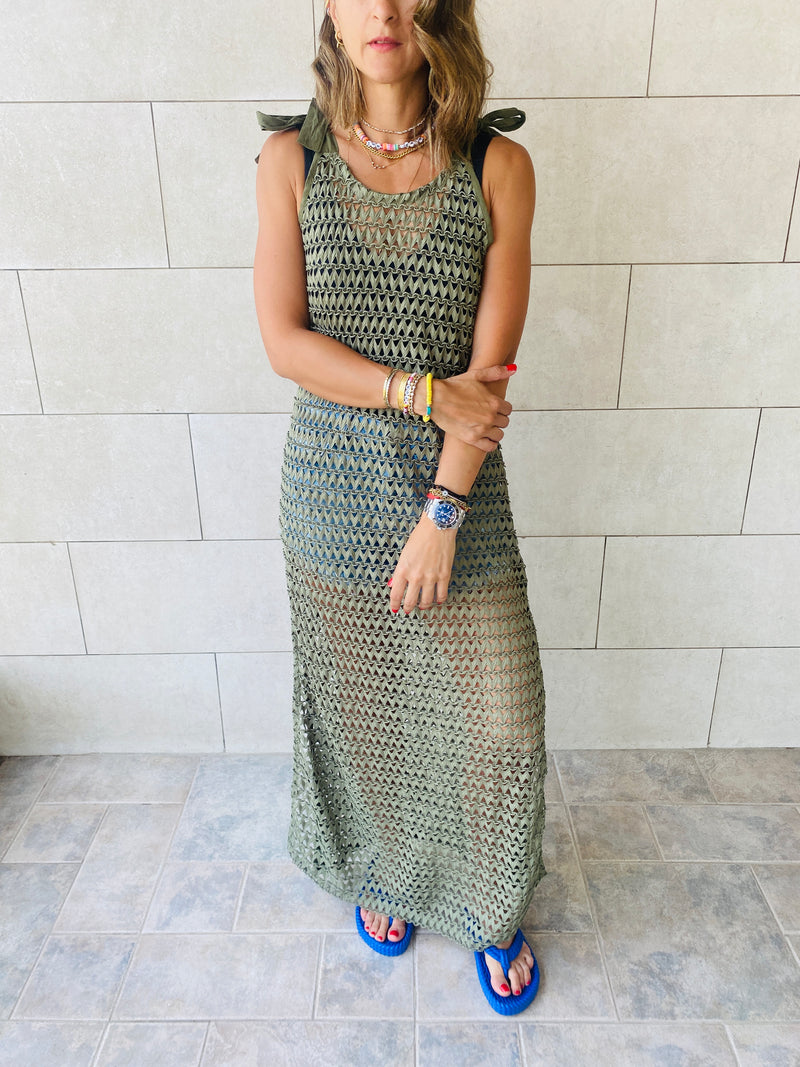 Olive Luxe Mesh Dress