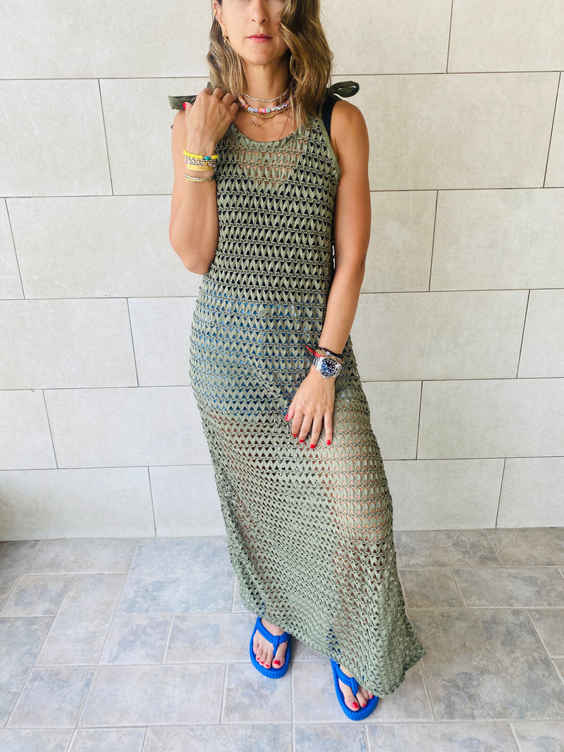 Olive Luxe Mesh Dress