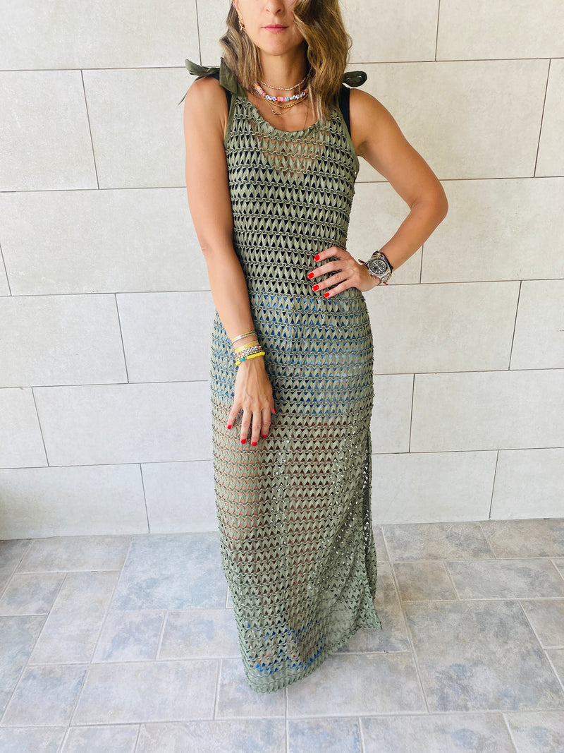 Olive Luxe Mesh Dress