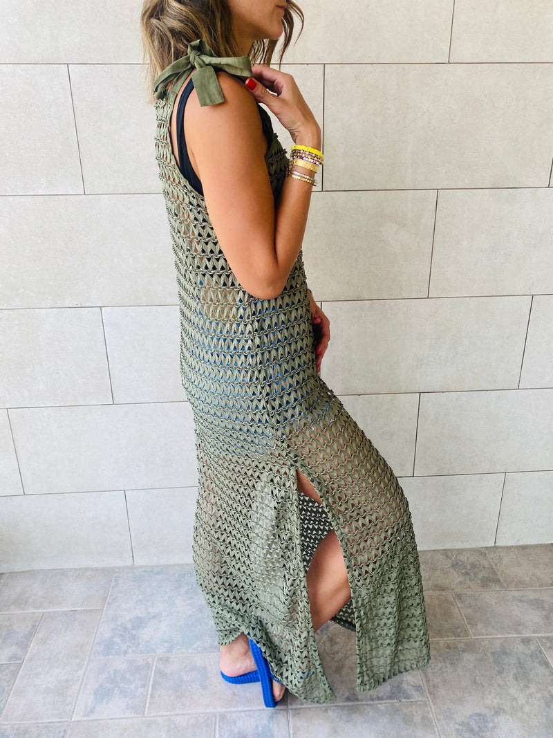 Olive Luxe Mesh Dress
