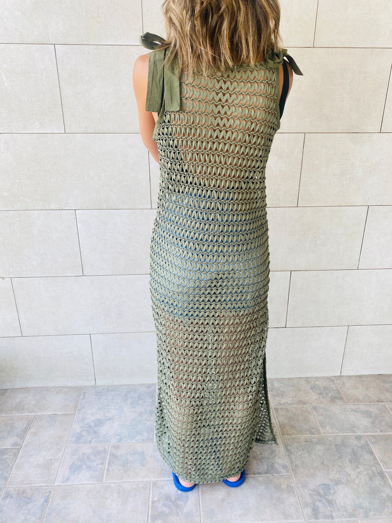Olive Luxe Mesh Dress