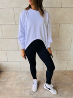 White Cropped Drawstring Sweatshirt