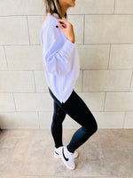 White Cropped Drawstring Sweatshirt