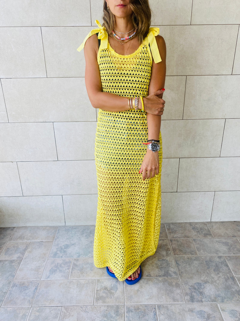 Yellow Luxe Mesh Dress