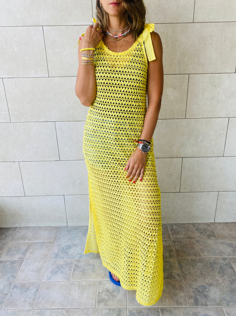 Yellow Luxe Mesh Dress