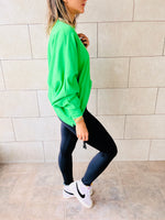 Green Cropped Drawstring Sweatshirt