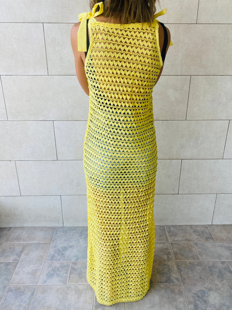 Yellow Luxe Mesh Dress